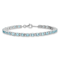 Sterling Silver Rhodium-plated Blue Topaz and Diamond Bracelet QX853BT