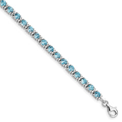 Sterling Silver Rhodium-plated Blue Topaz and Diamond Bracelet QX853BT