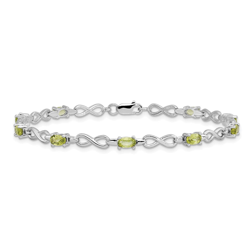 Sterling Silver Rhodium-plated Peridot Bracelet QX853PE