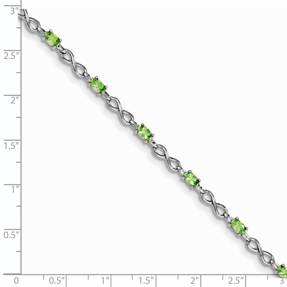 Sterling Silver Rhodium-plated Peridot Bracelet QX853PE