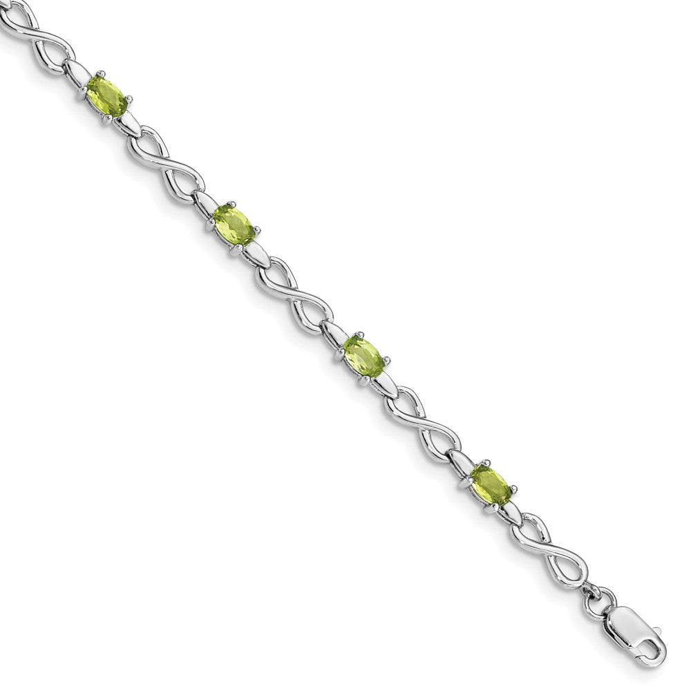 Sterling Silver Rhodium-plated Peridot Bracelet QX853PE
