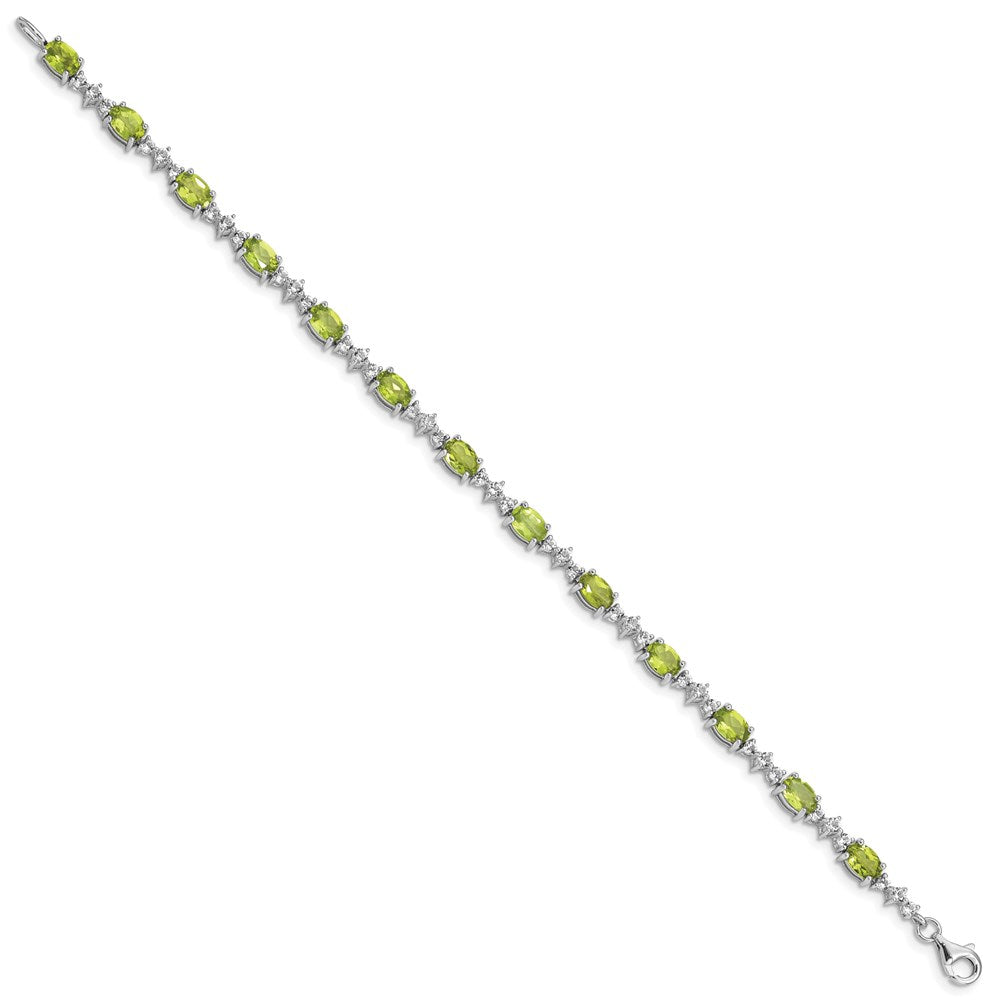 Sterling Silver Rhodium-plated Peridot White Topaz Bracelet QX854PE