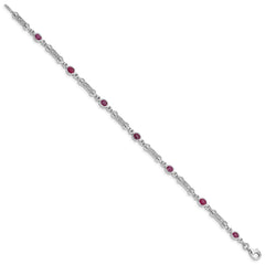 Sterling Silver Rhodium-plated Composite Ruby and Diamond Bracelet QX855R