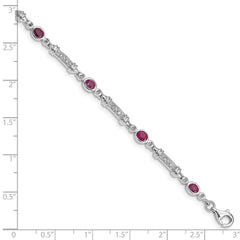 Sterling Silver Rhodium-plated Composite Ruby and Diamond Bracelet QX855R