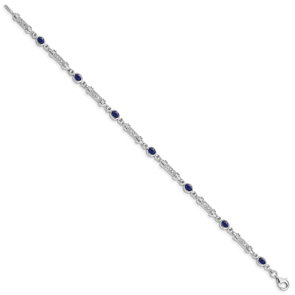 Sterling Silver Rhodium-plated Sapphire and Diamond Bracelet QX855S