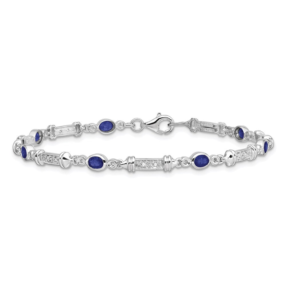 Sterling Silver Rhodium-plated Sapphire and Diamond Bracelet QX855S