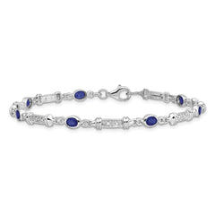 Sterling Silver Rhodium-plated Sapphire and Diamond Bracelet QX855S