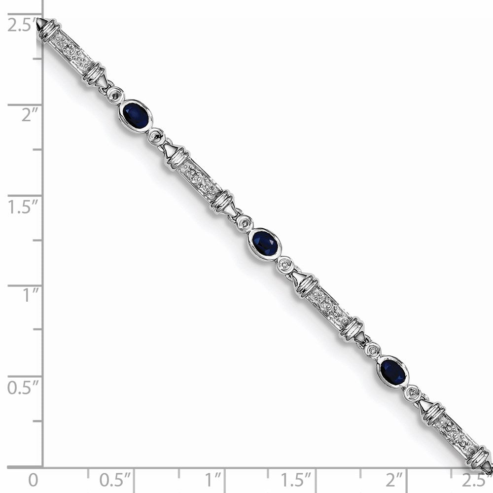 Sterling Silver Rhodium-plated Sapphire and Diamond Bracelet QX855S