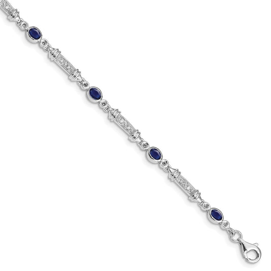 Sterling Silver Rhodium-plated Sapphire and Diamond Bracelet QX855S