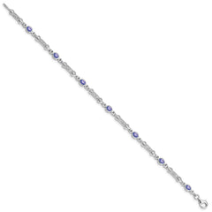 Sterling Silver Rhodium-plated Tanzanite and Diamond Bracelet QX855TZ