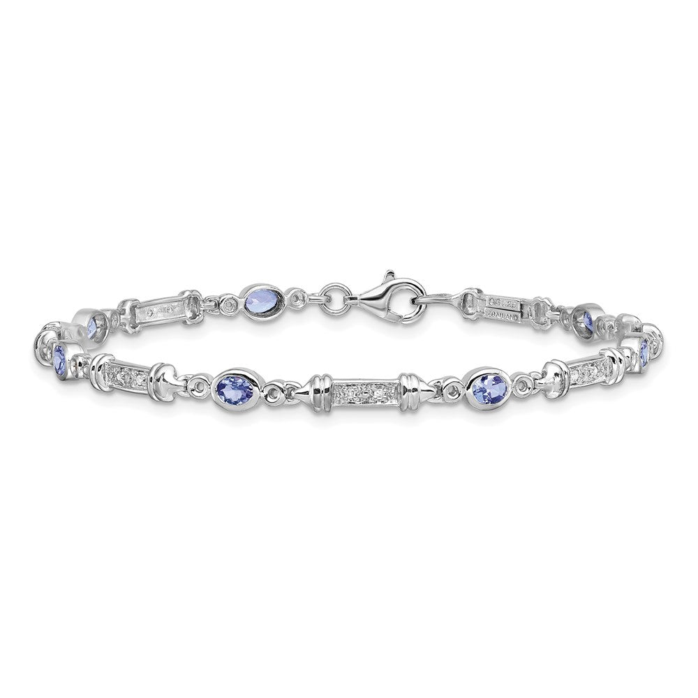 Sterling Silver Rhodium-plated Tanzanite and Diamond Bracelet QX855TZ