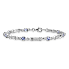 Sterling Silver Rhodium-plated Tanzanite and Diamond Bracelet QX855TZ