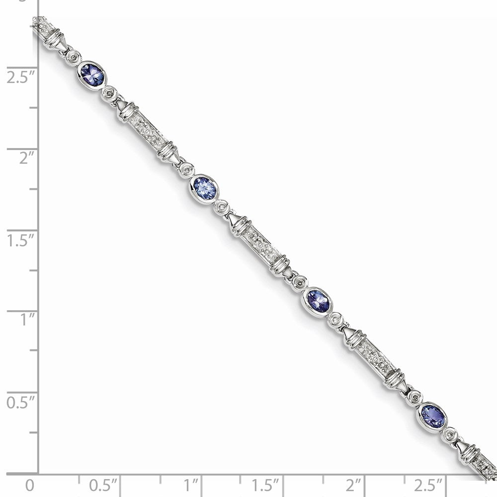 Sterling Silver Rhodium-plated Tanzanite and Diamond Bracelet QX855TZ