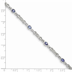 Sterling Silver Rhodium-plated Tanzanite and Diamond Bracelet QX855TZ