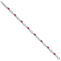 Sterling Silver Rhodium-plated Composite Ruby and Diamond Bracelet QX856R