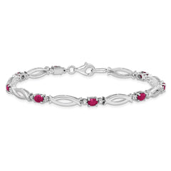 Sterling Silver Rhodium-plated Composite Ruby and Diamond Bracelet QX856R