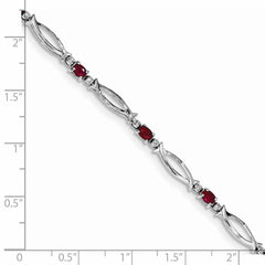 Sterling Silver Rhodium-plated Composite Ruby and Diamond Bracelet QX856R