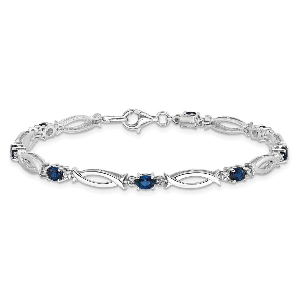 Sterling Silver Rhodium-plated Sapphire and Diamond Bracelet QX856S