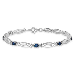 Sterling Silver Rhodium-plated Sapphire and Diamond Bracelet QX856S