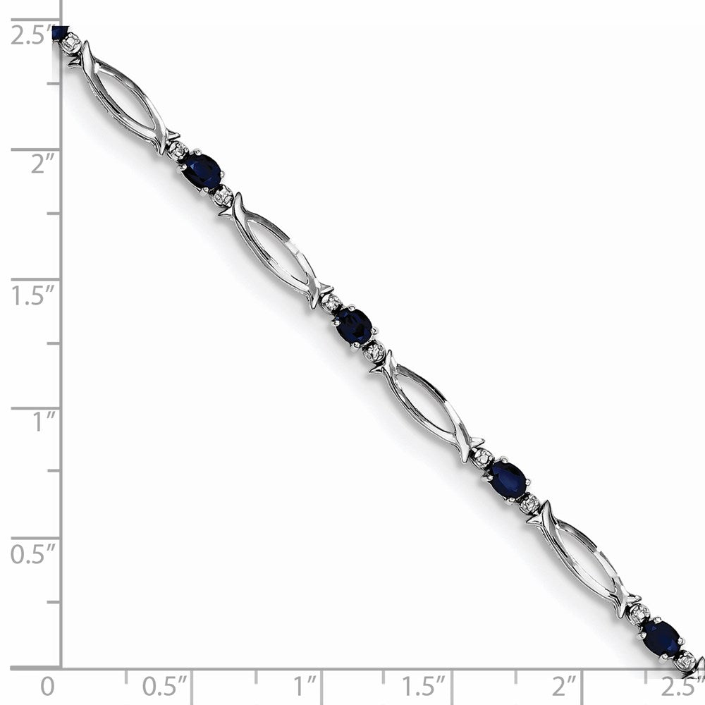 Sterling Silver Rhodium-plated Sapphire and Diamond Bracelet QX856S