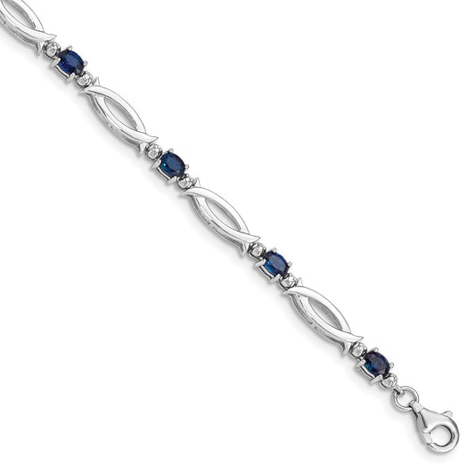 Sterling Silver Rhodium-plated Sapphire and Diamond Bracelet QX856S