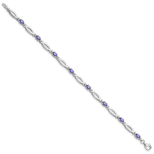 Sterling Silver Rhodium-plated Tanzanite and Diamond Bracelet QX856TZ
