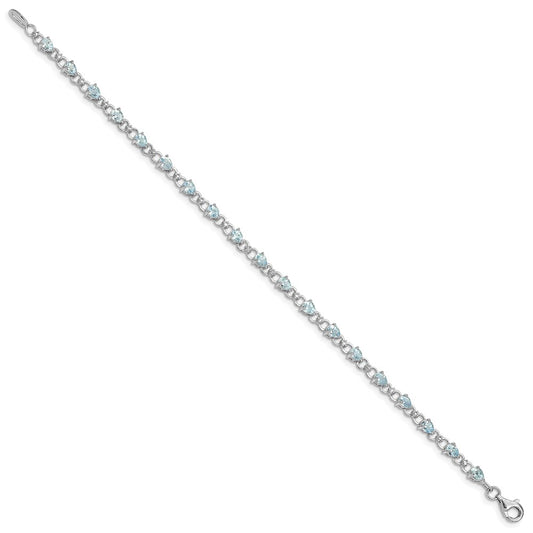 Sterling Silver Rhodium-plated Aquamarine and Diamond Bracelet QX858AQ