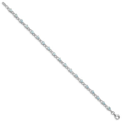 Sterling Silver Rhodium-plated Aquamarine and Diamond Bracelet QX858AQ