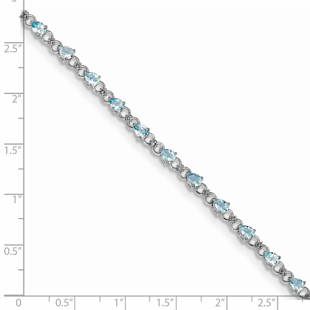 Sterling Silver Rhodium-plated Aquamarine and Diamond Bracelet QX858AQ