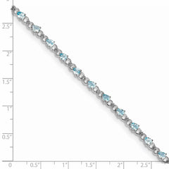 Sterling Silver Rhodium-plated Aquamarine and Diamond Bracelet QX858AQ