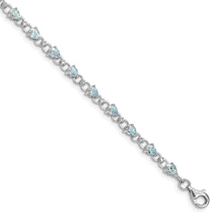 Sterling Silver Rhodium-plated Aquamarine and Diamond Bracelet QX858AQ