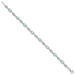 Sterling Silver Rhodium-plated Aquamarine and Diamond Bracelet QX859AQ