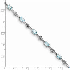Sterling Silver Rhodium-plated Aquamarine and Diamond Bracelet QX859AQ