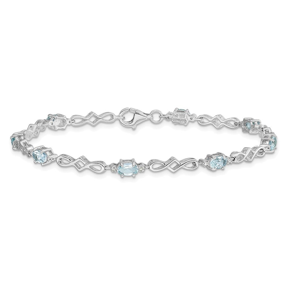 Sterling Silver Rhodium-plated Aquamarine and Diamond Bracelet QX860AQ
