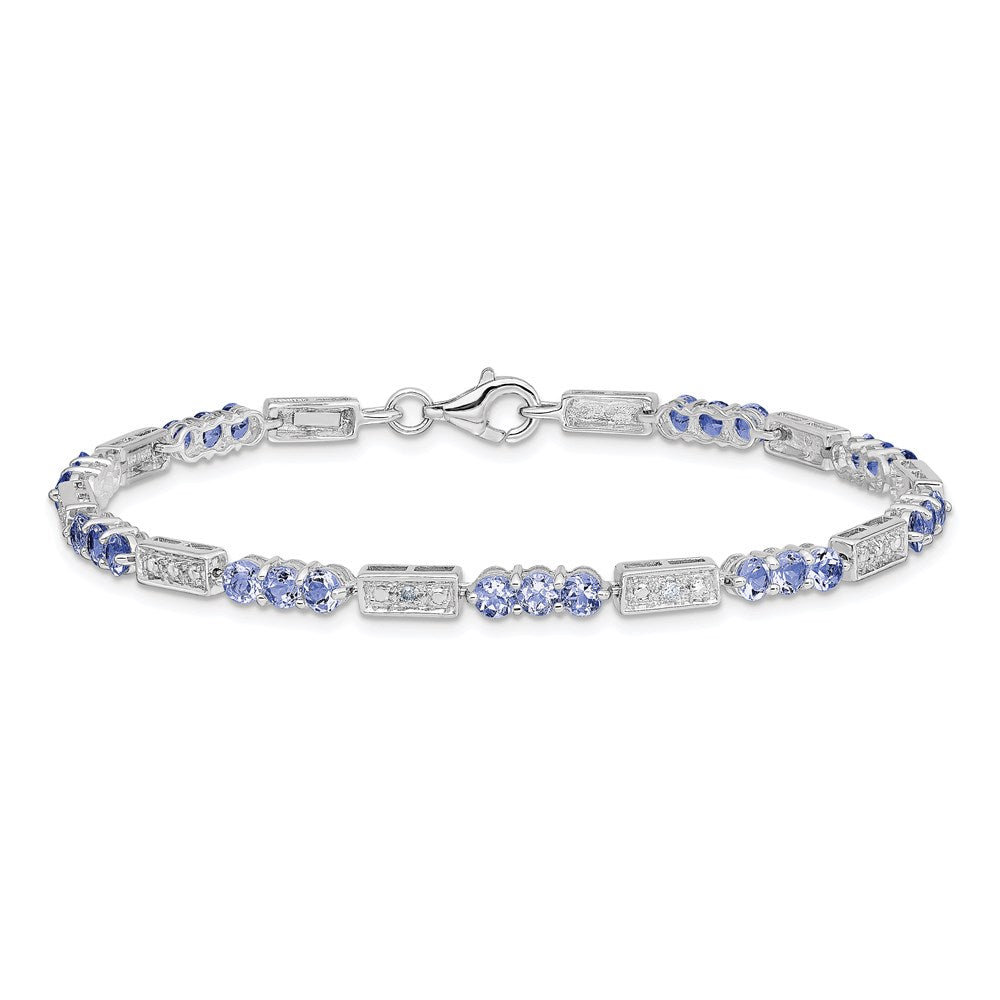 Sterling Silver Rhodium-plated Tanzanite and Diamond Bracelet QX861TZ