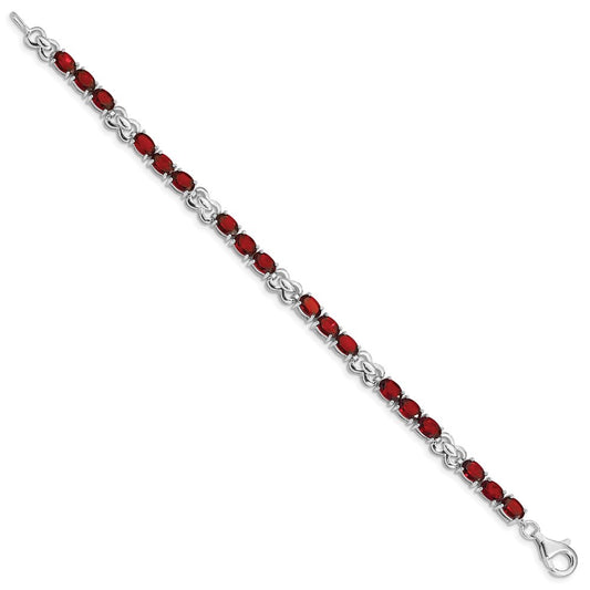 Sterling Silver Rhodium-plated Garnet Bracelet QX863GA