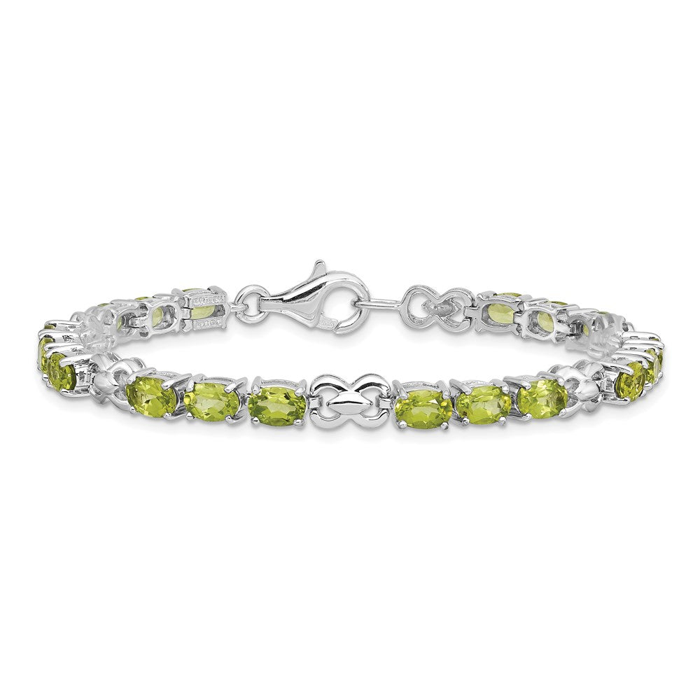 Sterling Silver Rhodium-plated Peridot Bracelet QX863PE