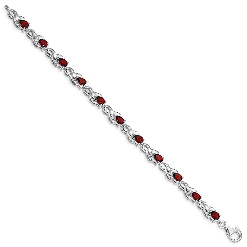 Sterling Silver Rhodium-plated Garnet Bracelet QX864GA