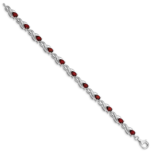 Sterling Silver Rhodium-plated Garnet Bracelet QX864GA