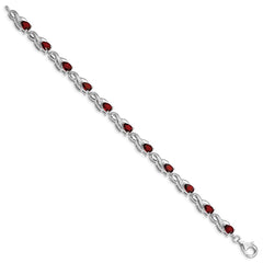 Sterling Silver Rhodium-plated Garnet Bracelet QX864GA