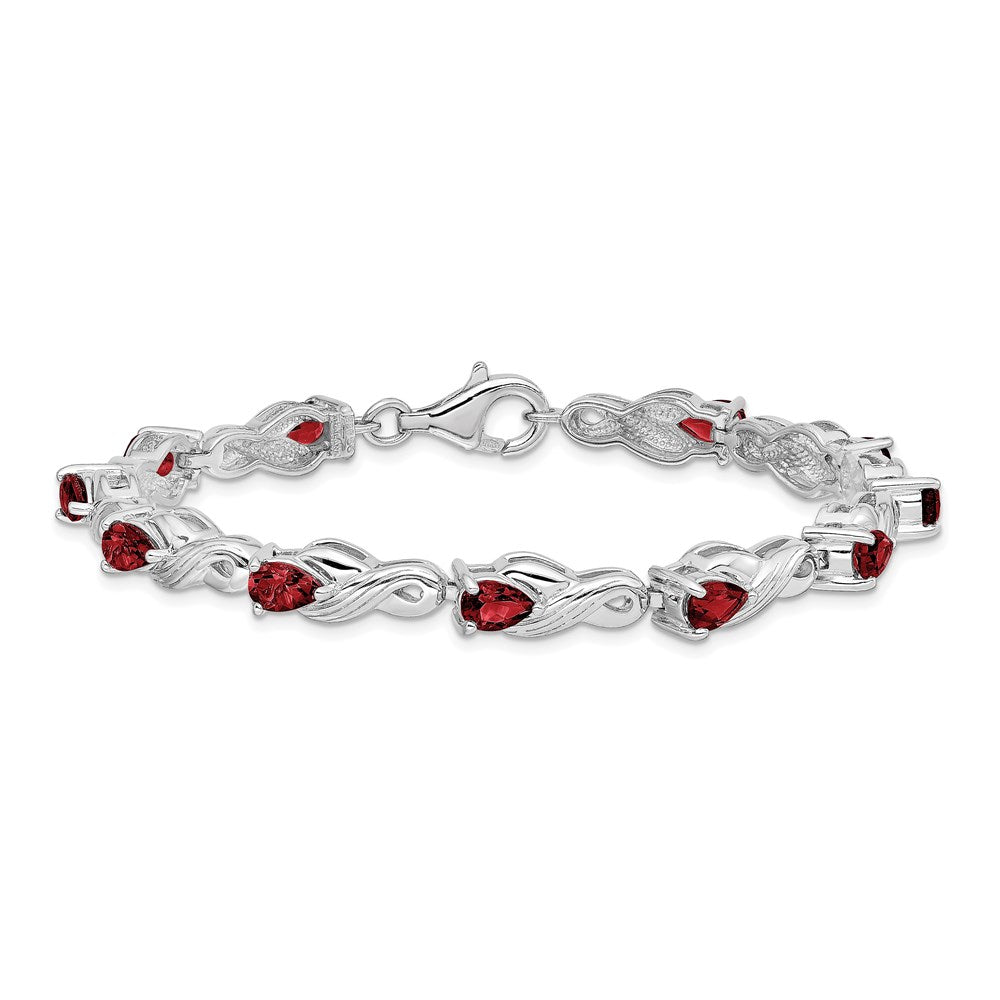 Sterling Silver Rhodium-plated Garnet Bracelet QX864GA