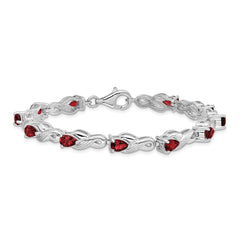 Sterling Silver Rhodium-plated Garnet Bracelet QX864GA