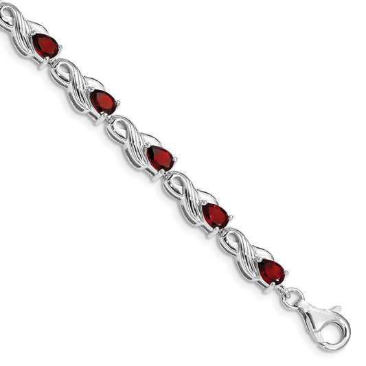 Sterling Silver Rhodium-plated Garnet Bracelet QX864GA