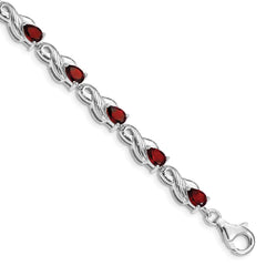 Sterling Silver Rhodium-plated Garnet Bracelet QX864GA