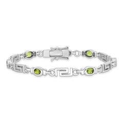 Sterling Silver Rhodium-plated Peridot Bracelet QX864PE