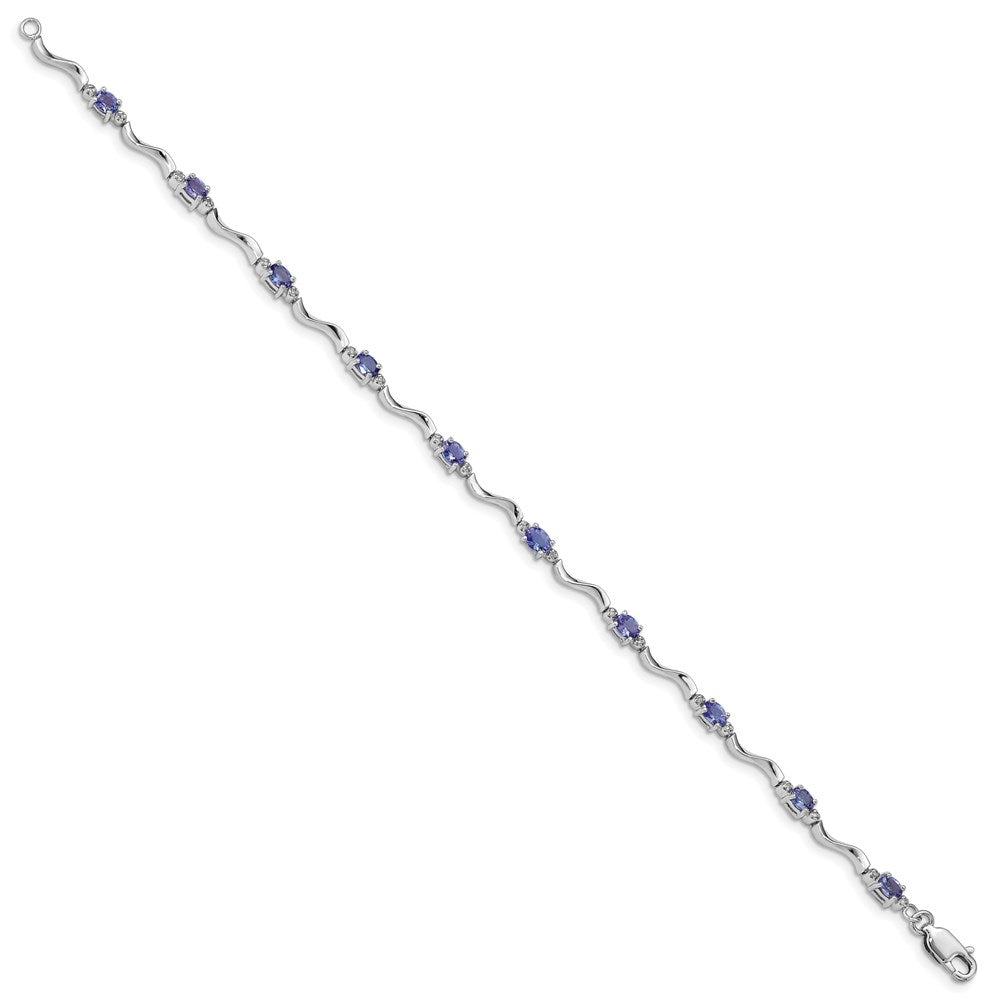 Sterling Silver Rhodium Plated Diamond and Tanzanite Bracelet QX870TZ