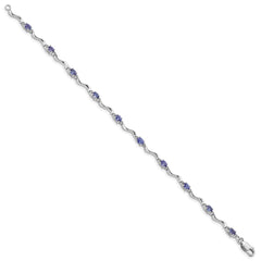 Sterling Silver Rhodium Plated Diamond and Tanzanite Bracelet QX870TZ