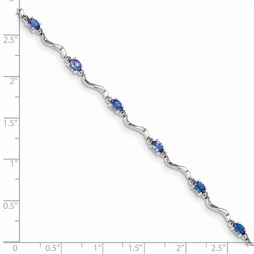 Sterling Silver Rhodium Plated Diamond and Tanzanite Bracelet QX870TZ
