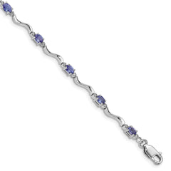 Sterling Silver Rhodium Plated Diamond and Tanzanite Bracelet QX870TZ
