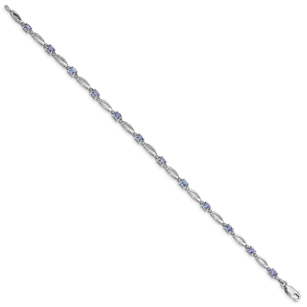 Sterling Silver Rhodium Plated Diamond and Tanzanite Bracelet QX871TZ
